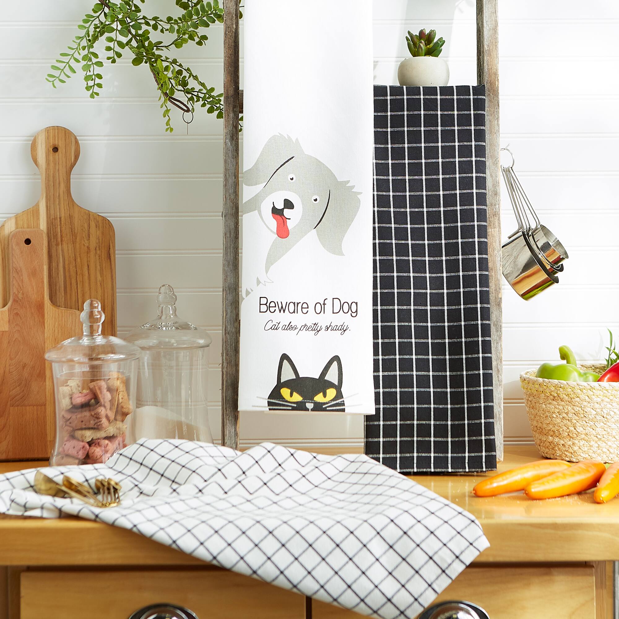 Beware Of Dog & Cat Dishtowel (Set of 3)
